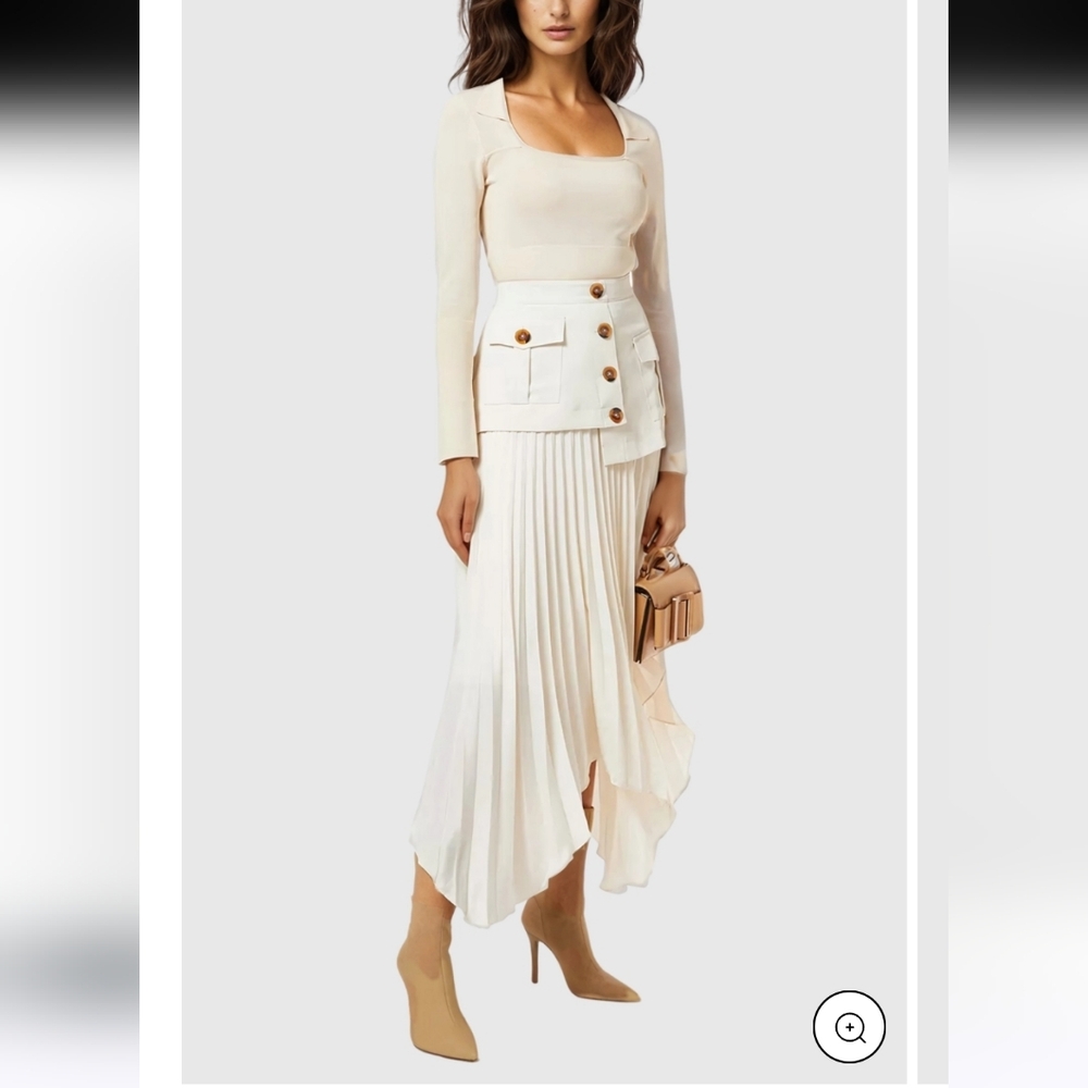 New With Tags Elegant Cream Pleated Skirt